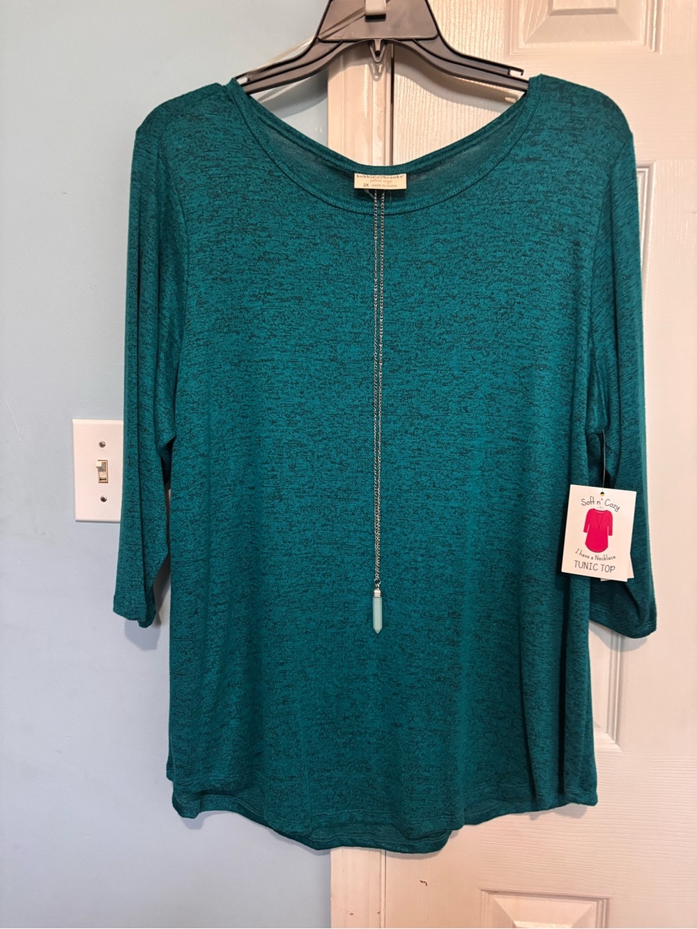 Bobbie Brooks Teal 3/4 Sleeve Tunic Top